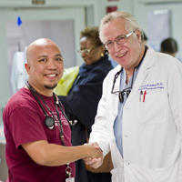 Richie Gil (left), RN, BSN, CCRN, with Lawrence Gottlieb, MD, Director, Burn and Complex Wound Center